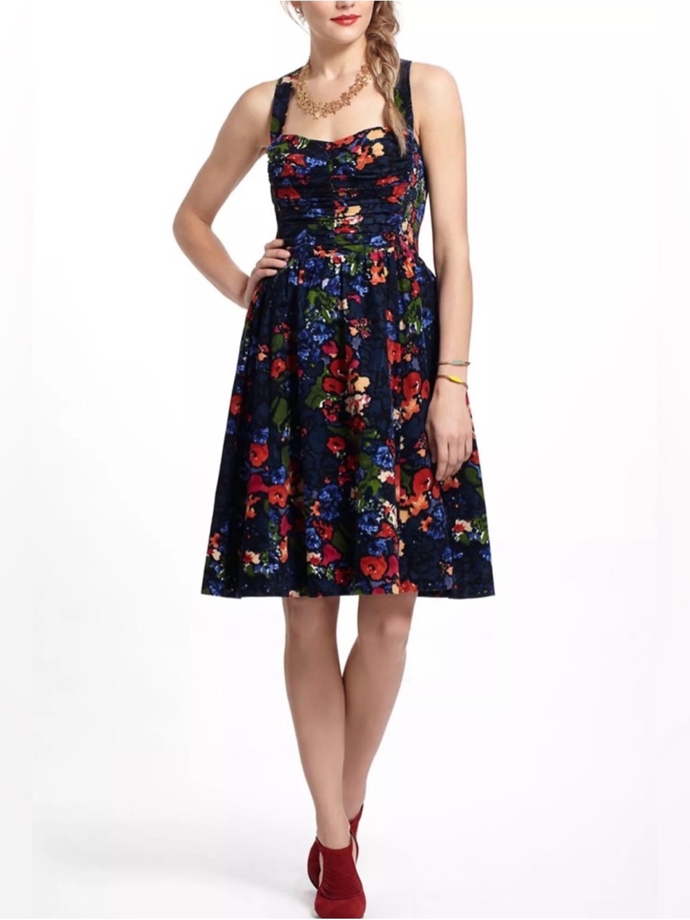Anthropologie / HD in Paris | Paca Floral Corduroy Dress, size 2